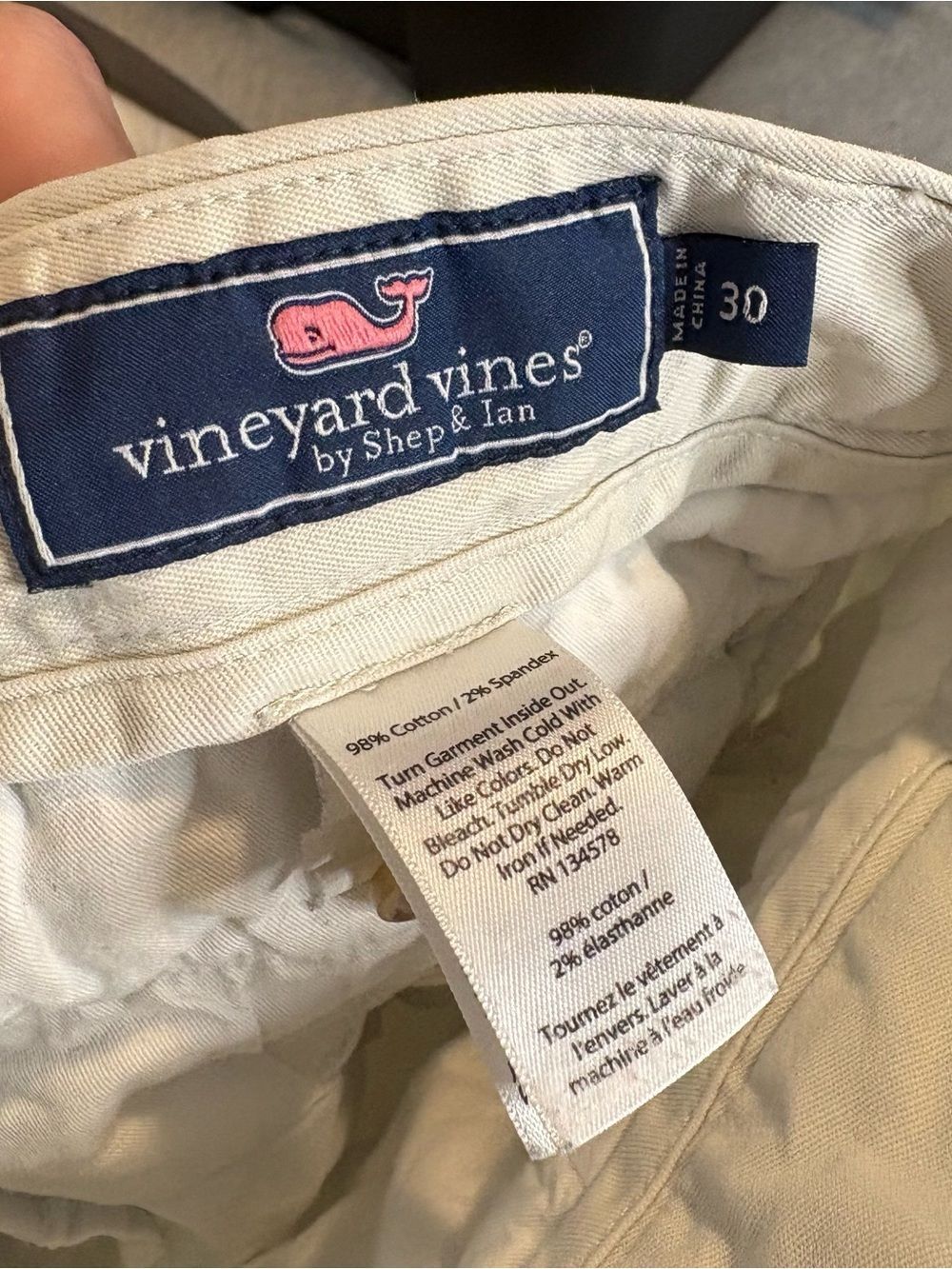 Vineyard Vines Patriotic Whale Chino Shorts Men’s Size 30 White Americana USA - Picture 3 of 5